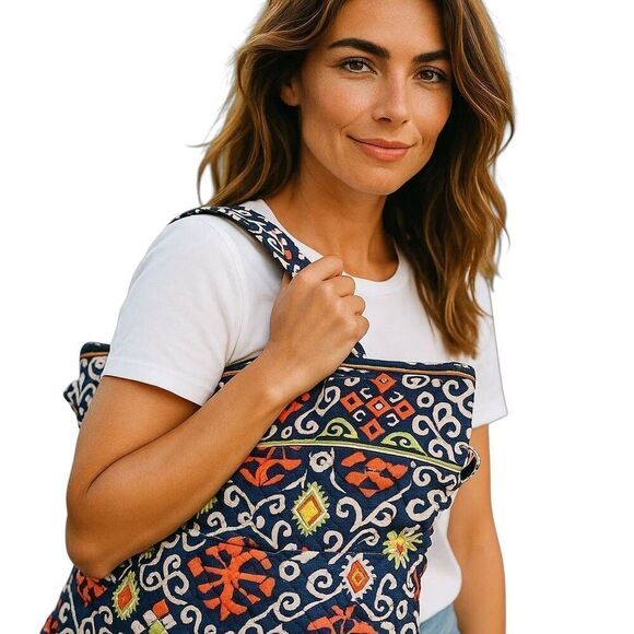 Vera Bradley Rare Retired Sun Valley Two Way Tote Crossbody Purse Large Bag - Picture 2 of 12